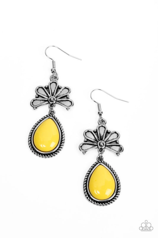 Paparazzi Brightly Blooming - Yellow Earrings