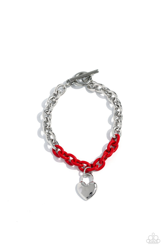 Locked Down - Red Necklace & Bracelet Set