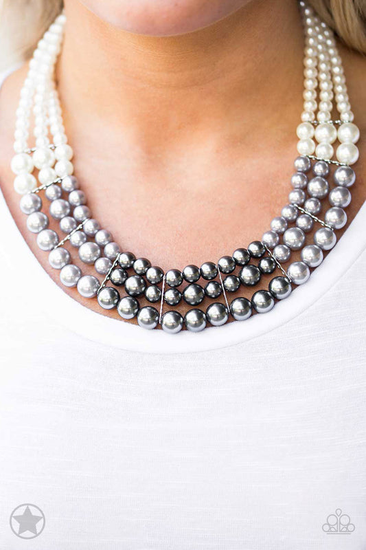 Lady In Waiting - White Silver Paparazzi Necklace Blockbuster
