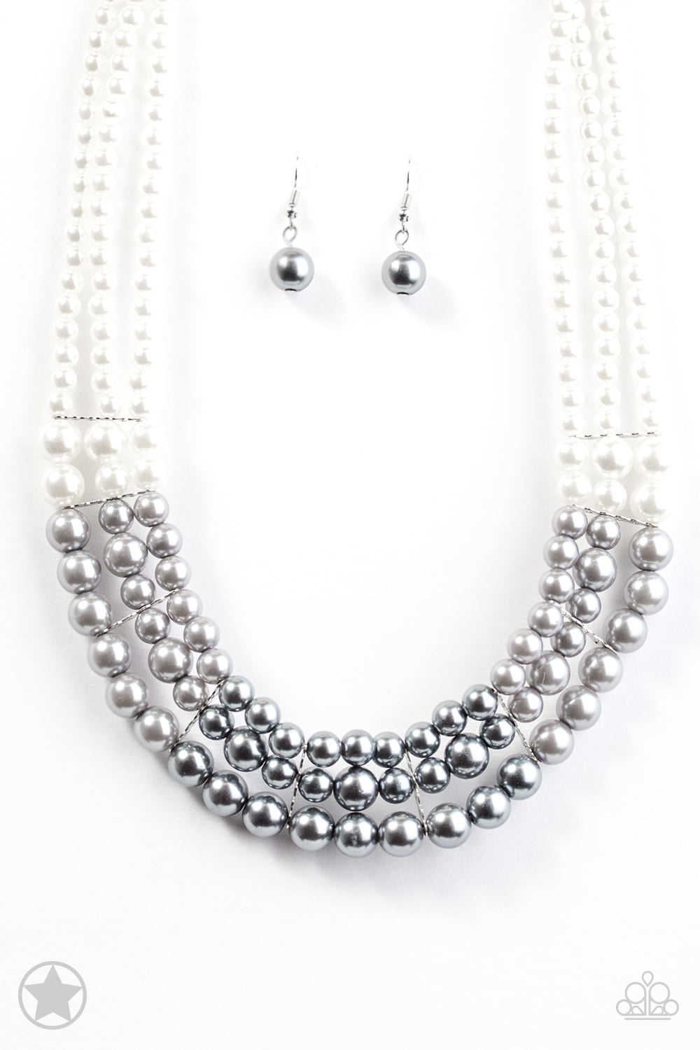 Lady In Waiting - White Silver Paparazzi Necklace Blockbuster