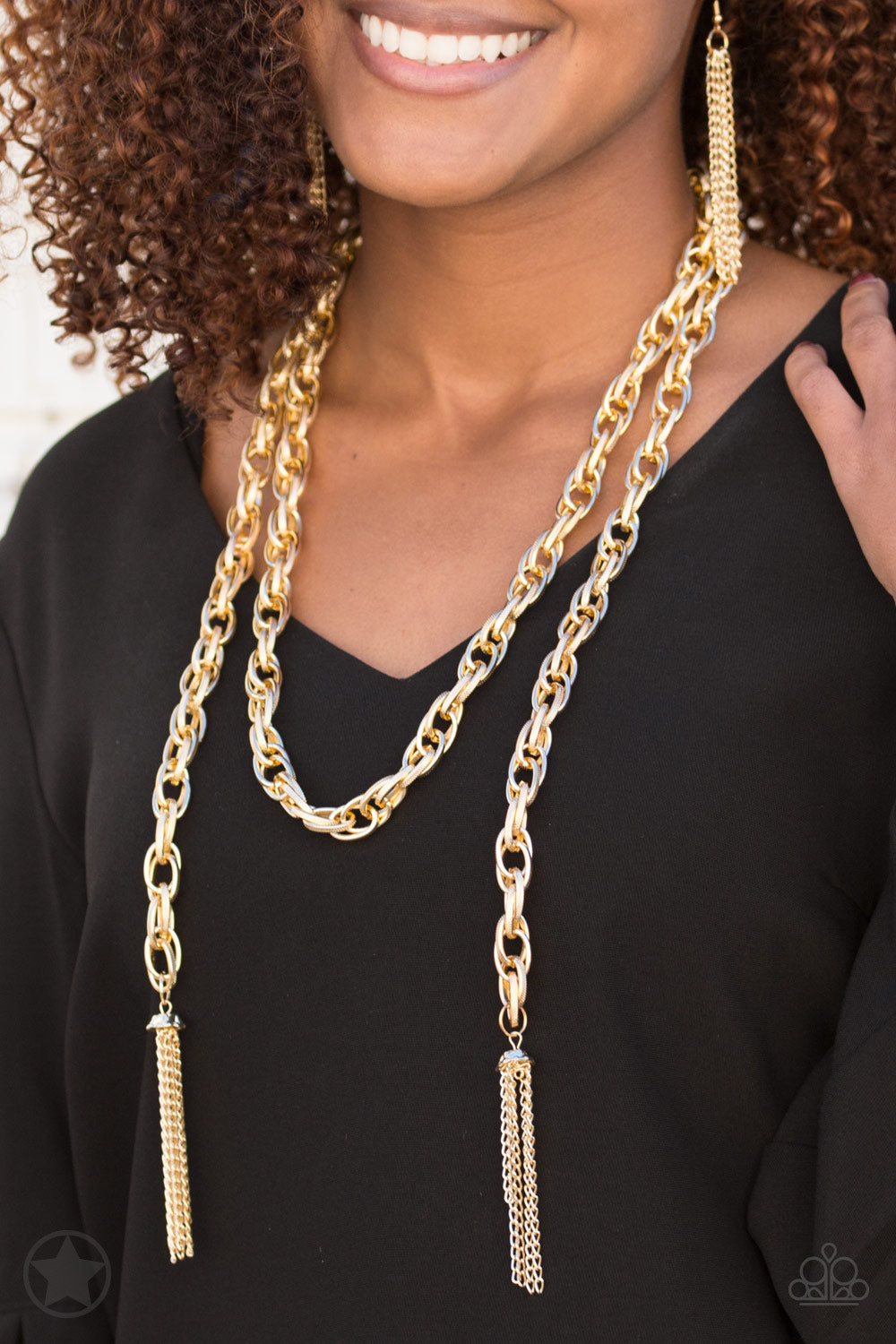 SCARFed for Attention - Gold Paparazzi Blockbuster Necklace