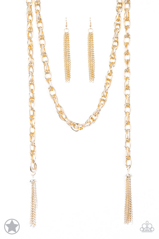 SCARFed for Attention - Gold Paparazzi Blockbuster Necklace