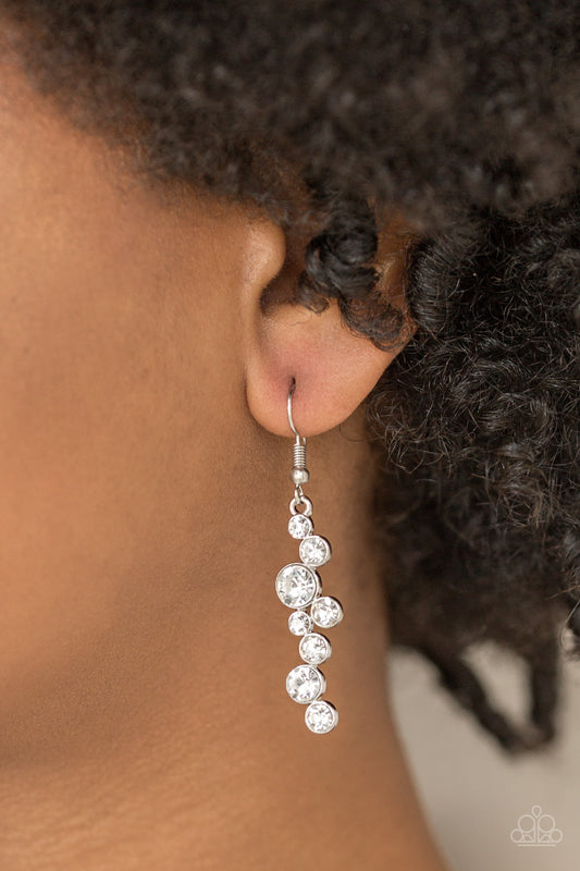Milky Way Magnificence - White Paparazzi Earring