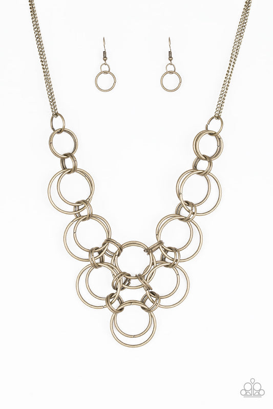 Ringing Off The Hook - Brass Paparazzi Necklace