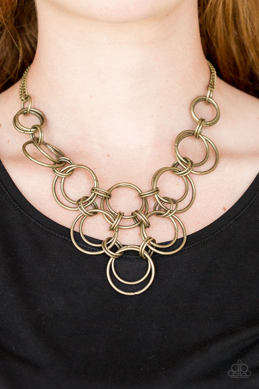 Ringing Off The Hook - Brass Paparazzi Necklace