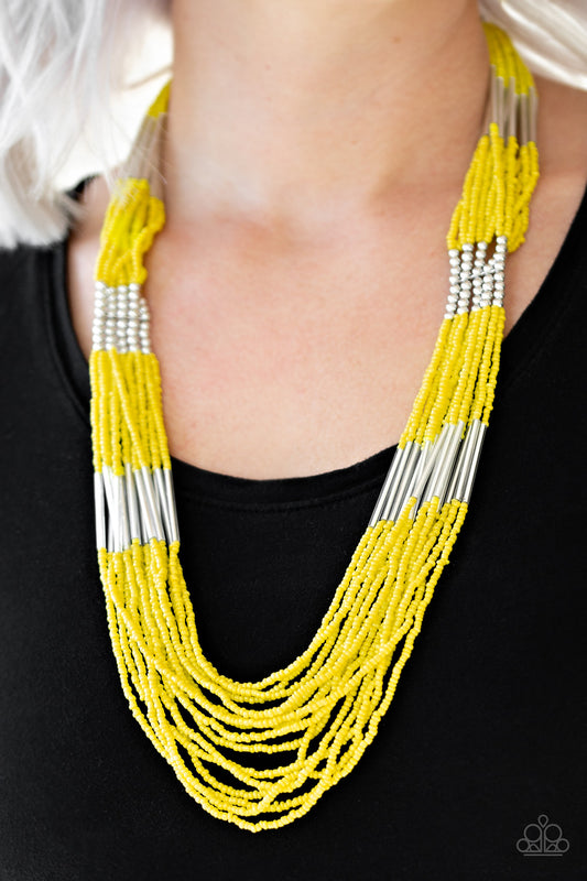 Let It BEAD - Yellow Paparazzi Necklace