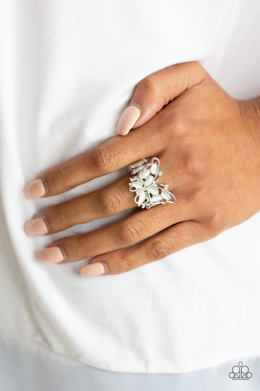 Flutter Flair - White Paparazzi Ring