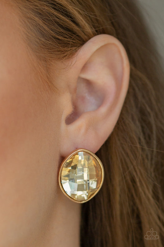 Movie Star Sparkle - Gold Paparazzi Earrings