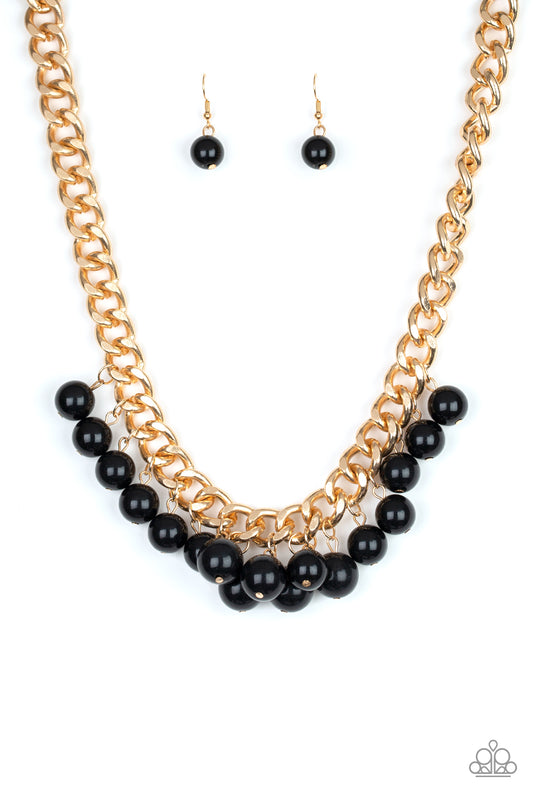 Get Off My Runway - Gold Black Paparazzi Necklace