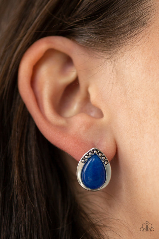 Stone Spectacular - Blue Paparazzi Earrings
