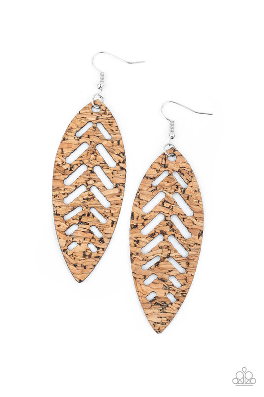 Youre Such A CORK Brown Paparazzi Earrings