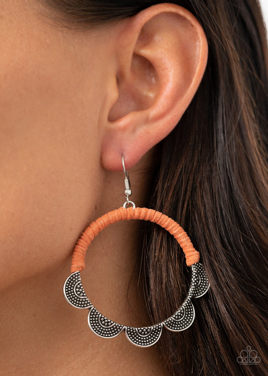Tambourine Trend - Orange Paparazzi Earrings