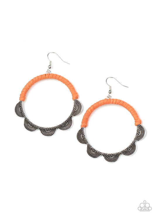 Tambourine Trend - Orange Paparazzi Earrings