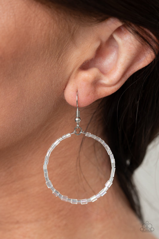 Colorfully Curvy - White Paparazzi Earrings