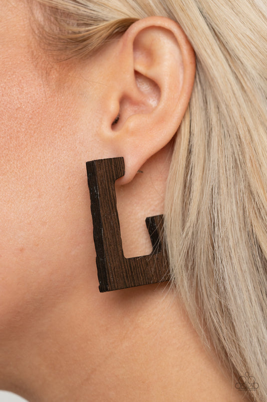 The Girl Next OUTDOOR - Brown Paparazzi Earrings