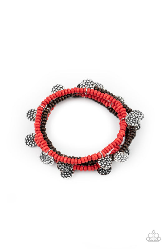 WOODnt Count It - Red Brown Paparazzi Bracelet