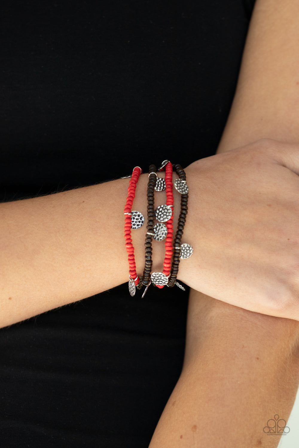 WOODnt Count It - Red Brown Paparazzi Bracelet