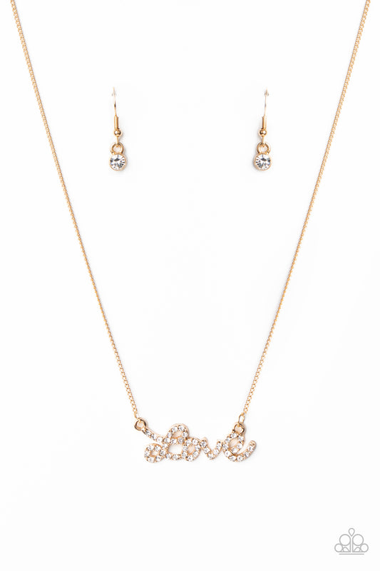 Head Over Heels In Love - Gold Paparazzi Necklace