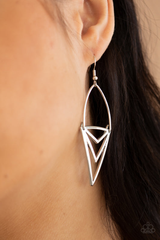 Proceed With Caution - Silver Paparazzi Earrings