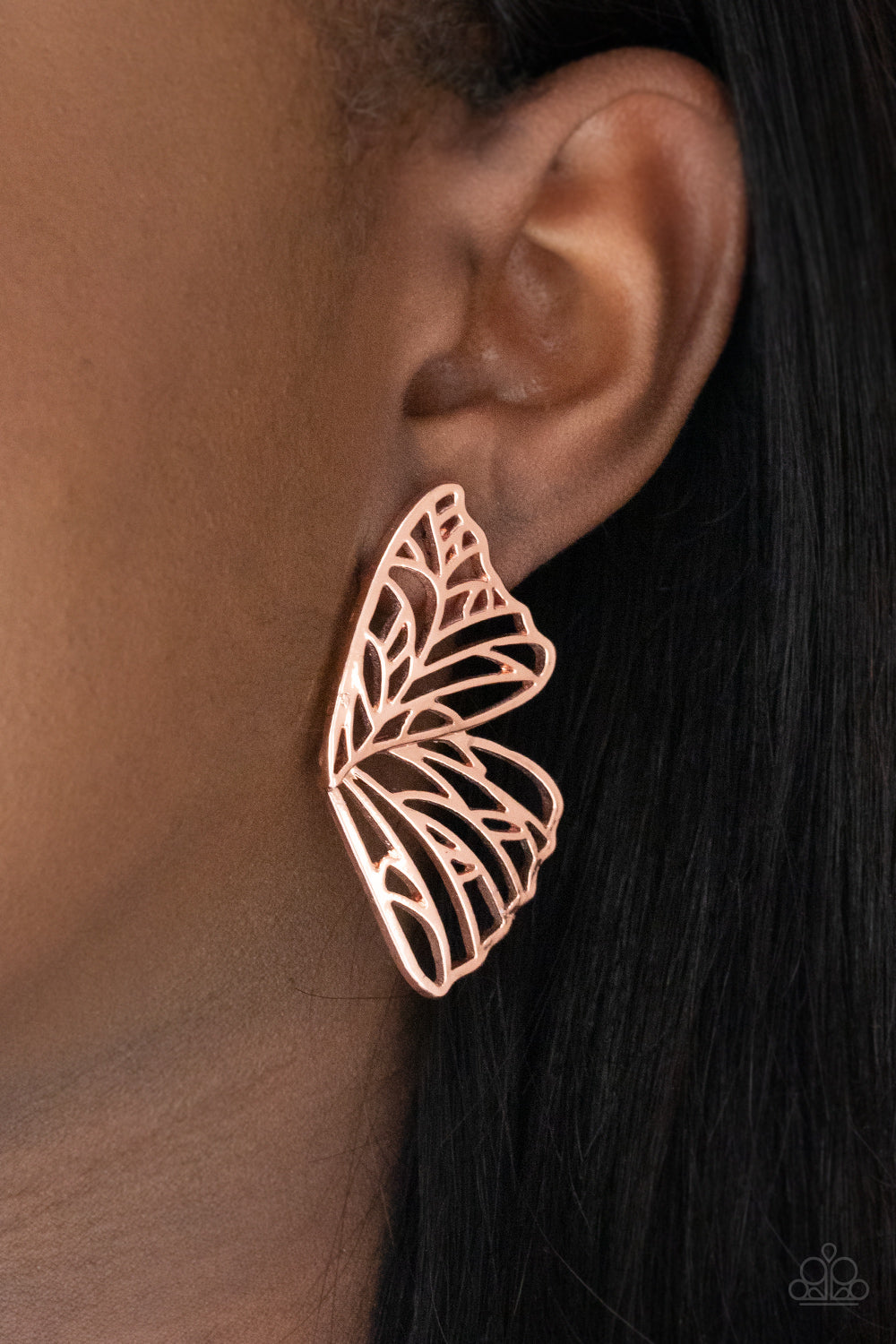 Butterfly Frills - Copper Paparazzi Earrings