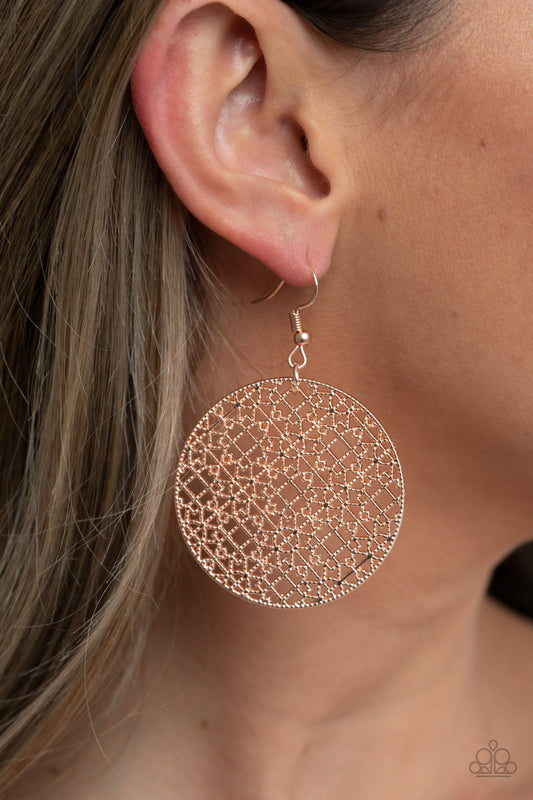 Metallic Mosaic - Rose Gold Paparazzi Earrings