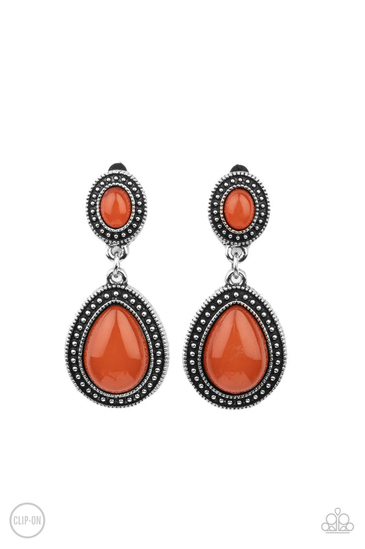 Carefree Clairvoyance - Orange Paparazzi Clip On Earrings