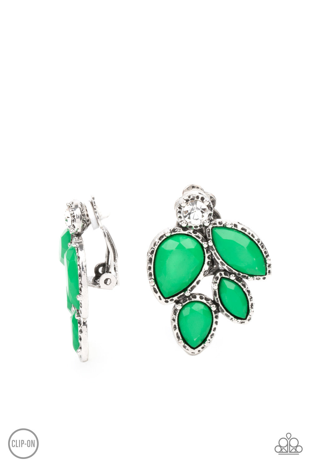 Fancy Foliage - Green - Paparazzi Earrings - Clip-On