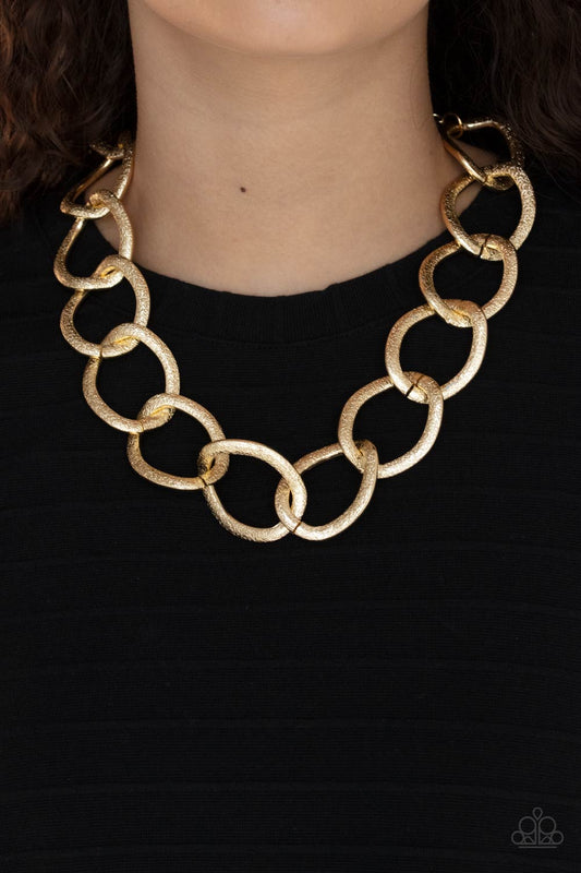 Industrial Intimidation - Gold Paparazzi Necklace