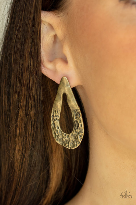 Industrial Antiquity - Brass Paparazzi Earrings