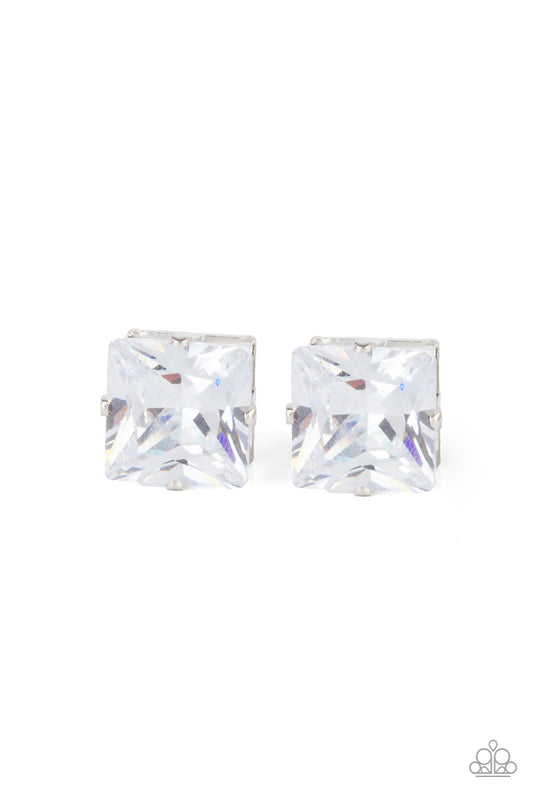Times Square Timeless - White Paparazzi Earrings