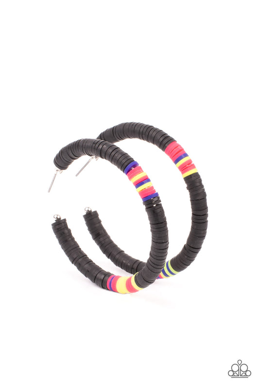 Colorfully Contagious - Black Paparazzi Earrings