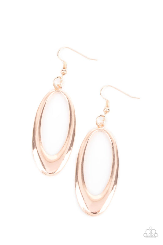 OVAL The Hill - Rose Gold Paparazzi Earrings