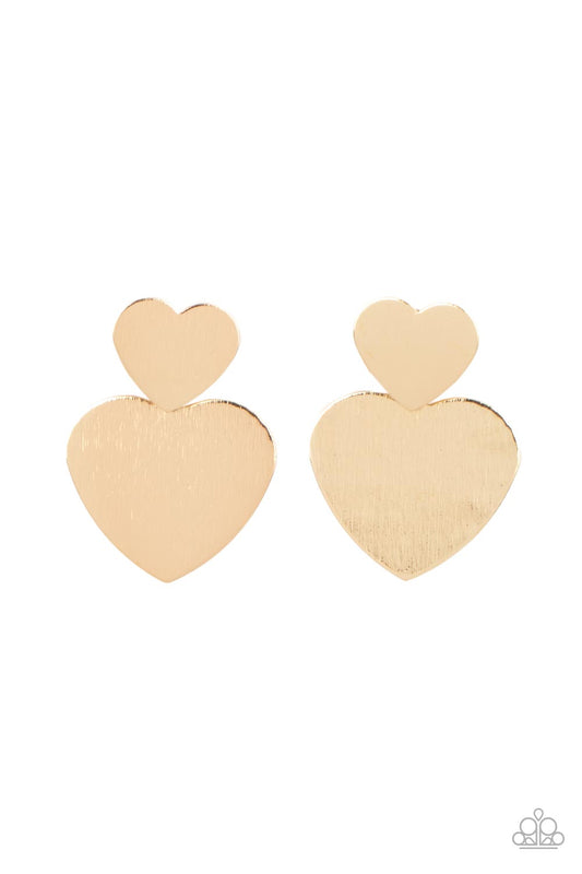Heart-Racing Refinement - Gold Paparazzi Earrings
