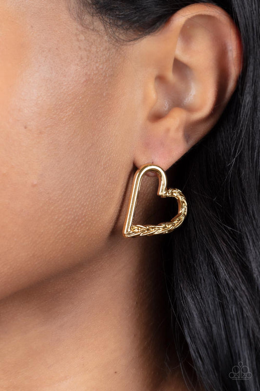 Cupid, Who? - Gold Paparazzi Earrings