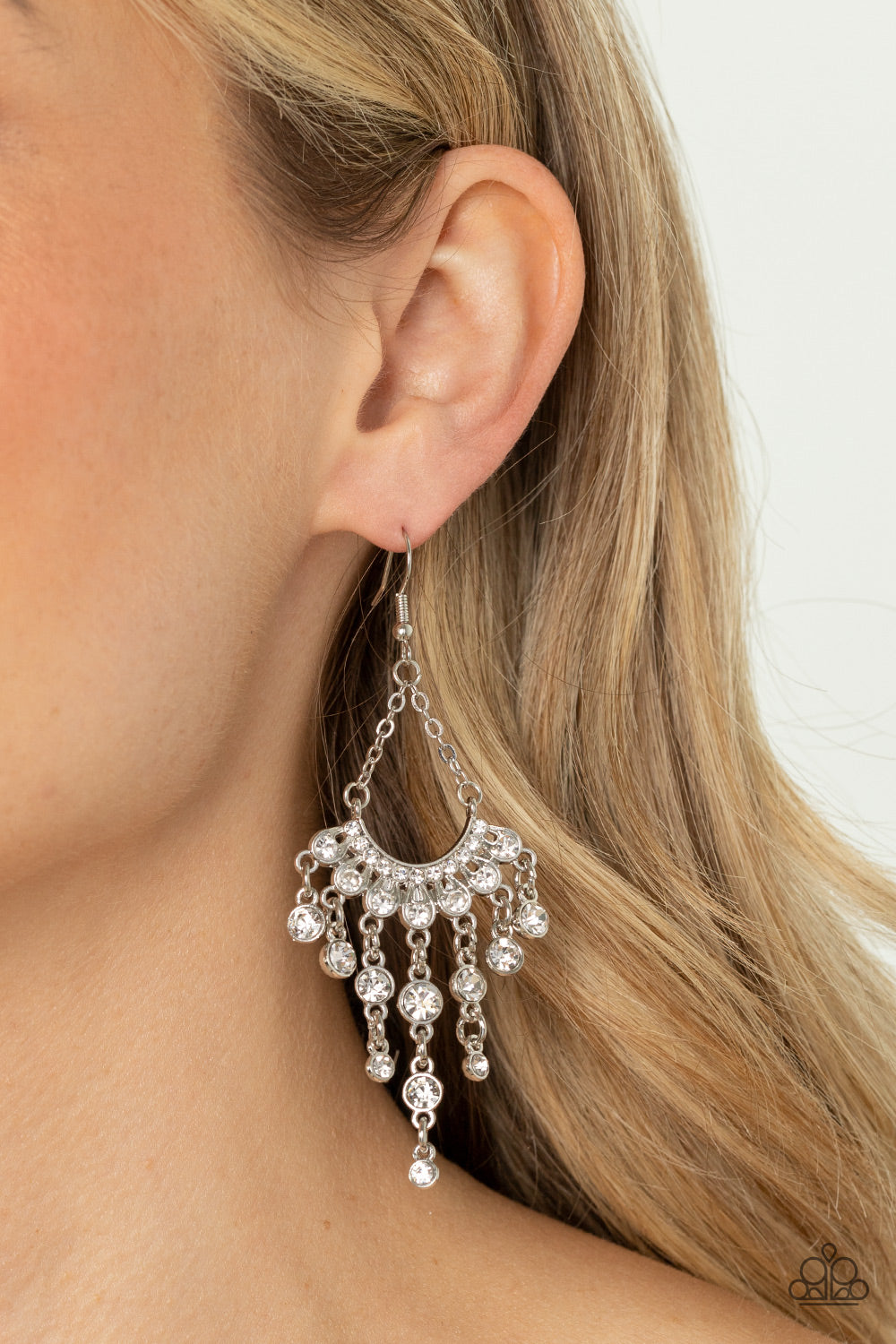 Paparazzi Commanding Candescence - White Earrings
