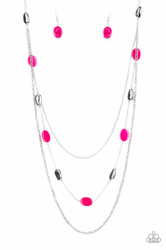Barefoot and Beachbound - Pink Paparazzi Necklace
