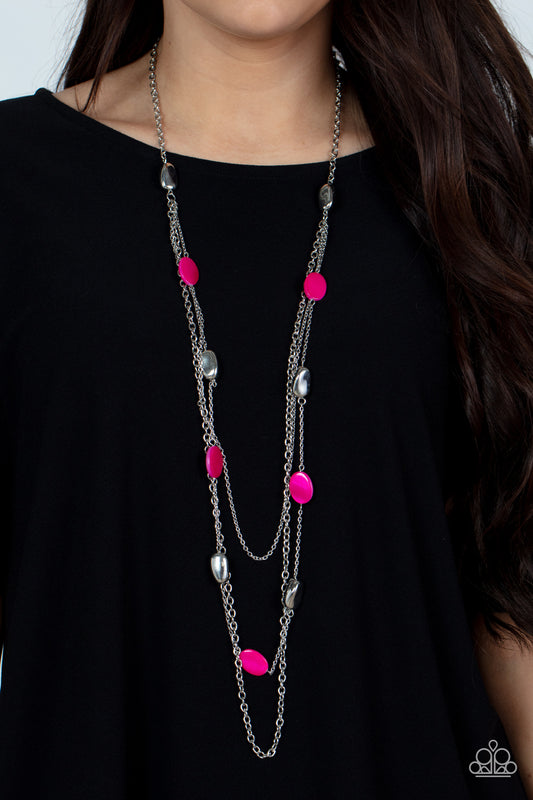 Barefoot and Beachbound - Pink Paparazzi Necklace