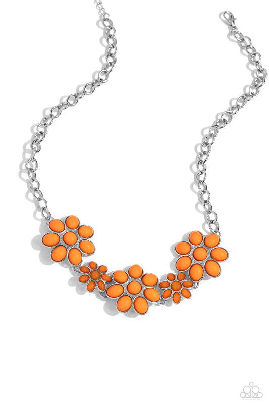 Flamboyantly Flowering - Orange Necklace