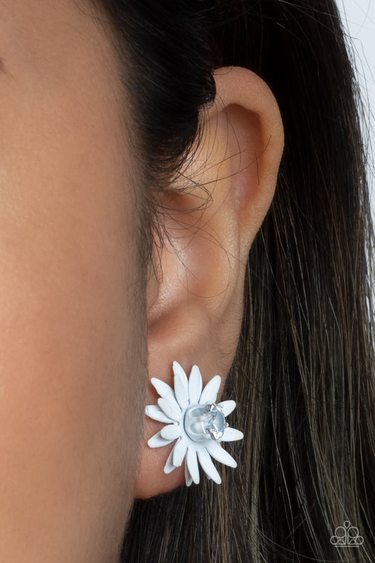 Sunshiny DAIS-y - White Paparazzi Earrings