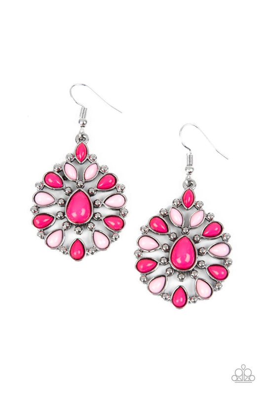 Lively Luncheon - Pink Paparazzi Earrings