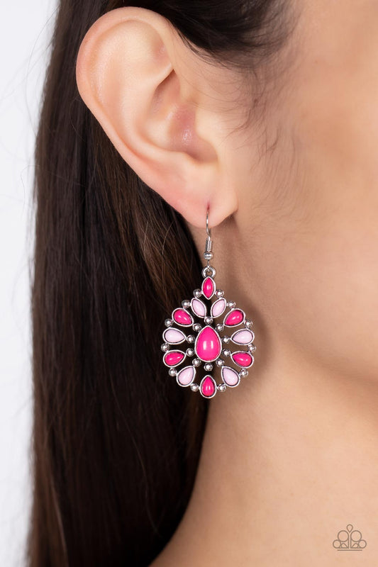 Lively Luncheon - Pink Paparazzi Earrings