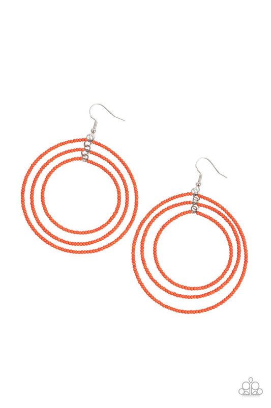Colorfully Circulating - Orange Paparazzi Earrings