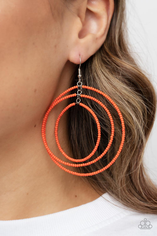 Colorfully Circulating - Orange Paparazzi Earrings