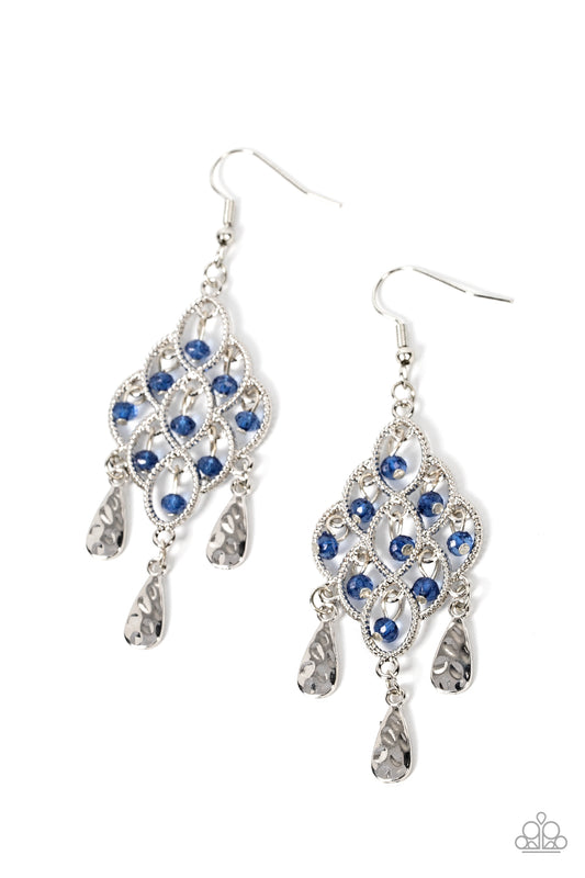 Sentimental Shimmer - Blue Paparazzi Earrings