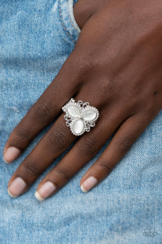 Bewitched Blossoms - White Paparazzi Ring