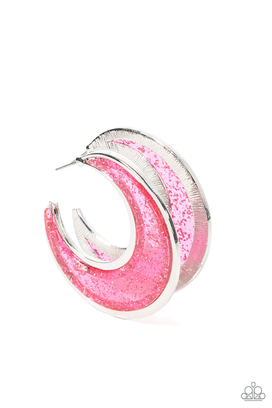Charismatically Curvy - Pink Paparazzi Earrings