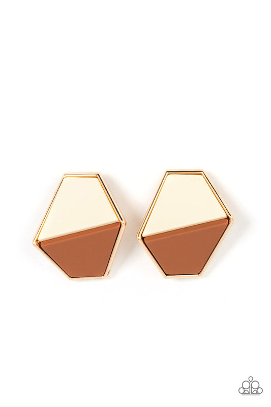 Generically Geometric - Brown Paparazzi Earrings