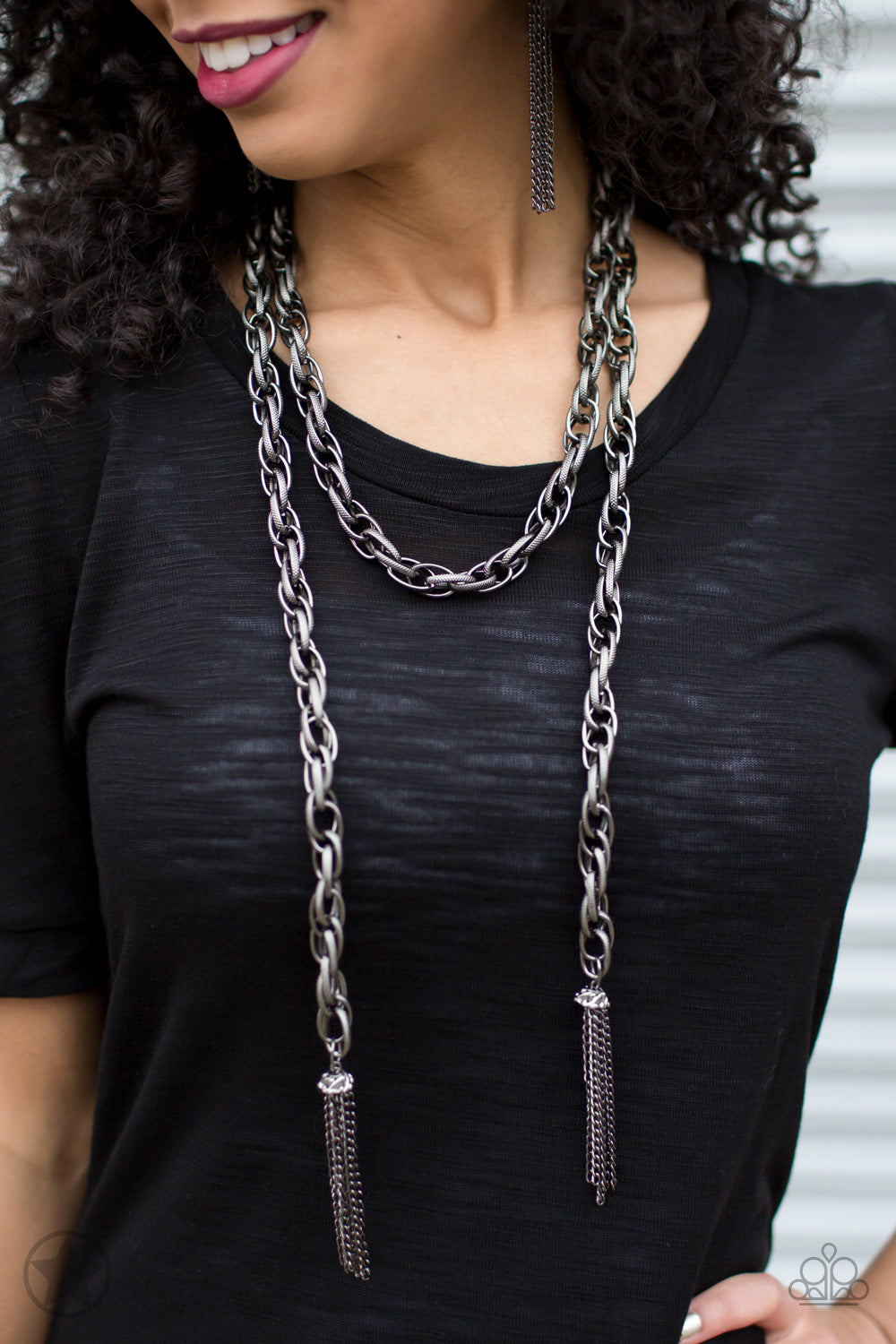 SCARFed for Attention - Gunmetal Paparazzi Necklace Blockbuster