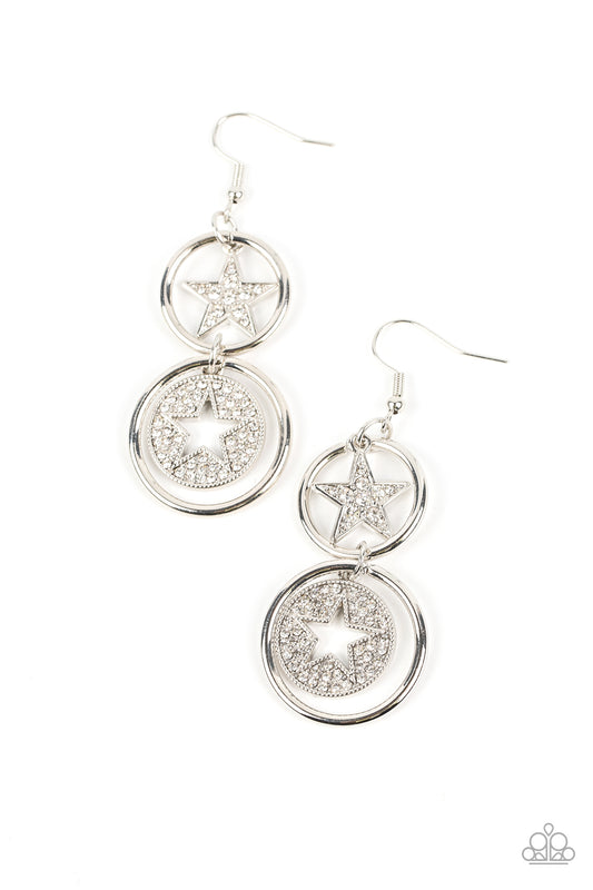 Liberty and SPARKLE for All - White Paparazzi Earrings