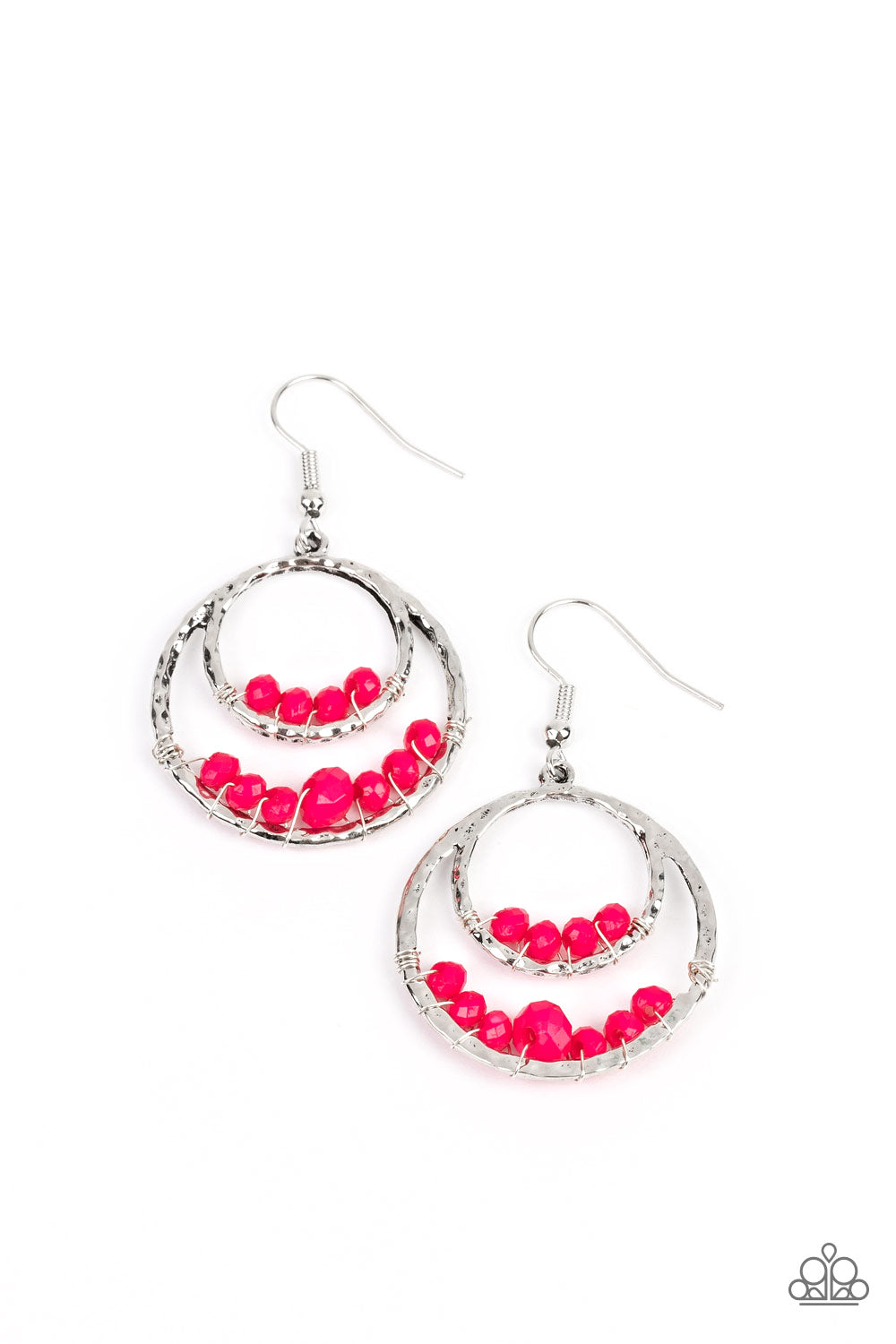 Paparazzi Bustling Beads - Pink Earrings